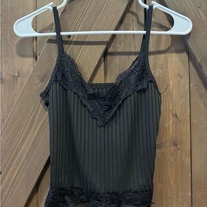 Black Lace Trim Cami Top